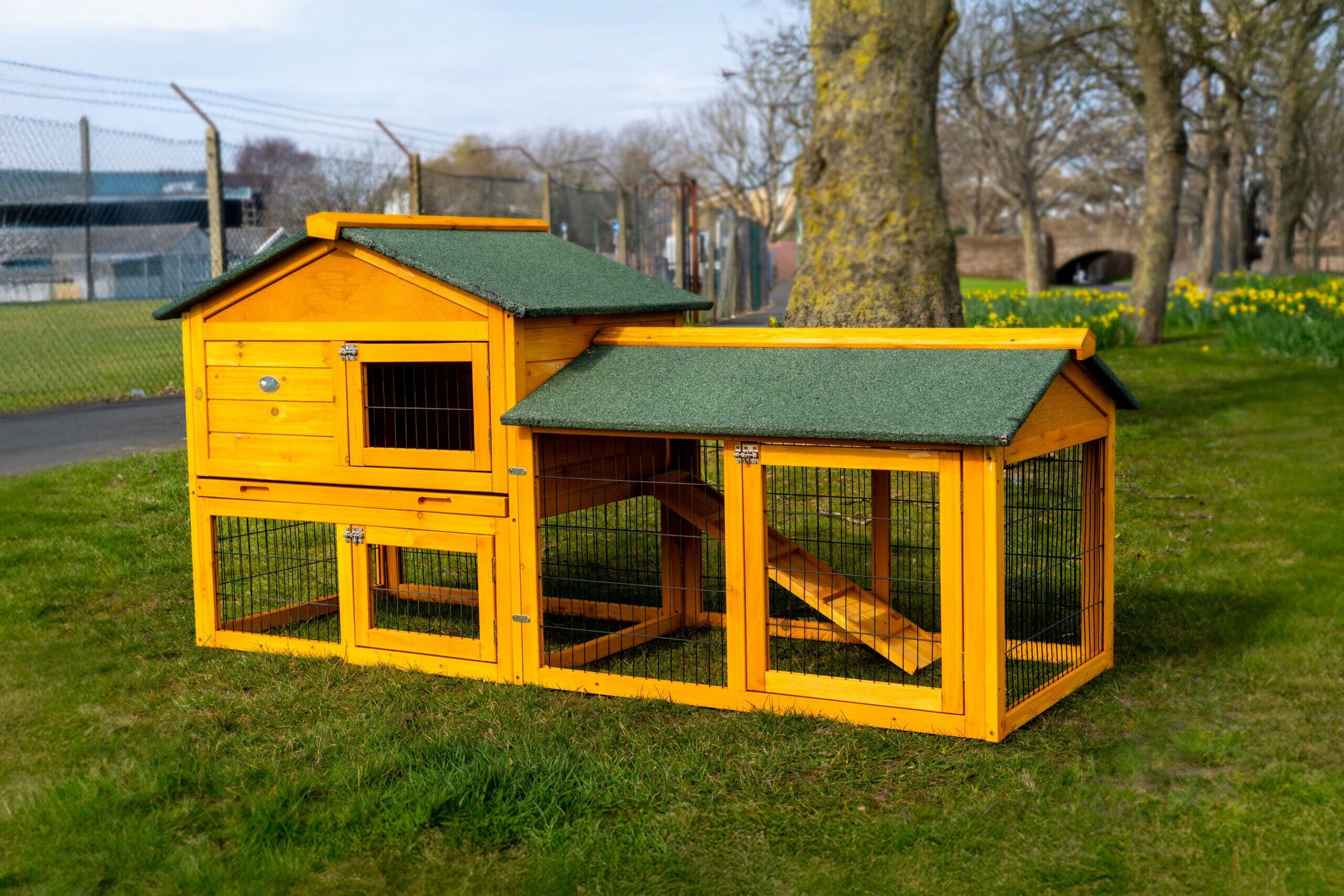 6ft Rabbit Hutch – Natural Wood Design – Fox Resistant - Image 1
