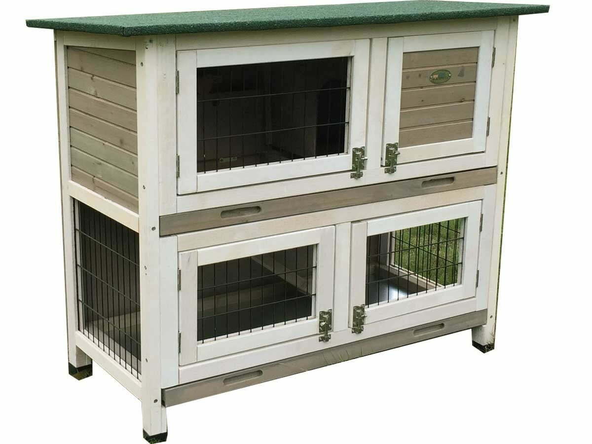 img_9795-1.jpeg Classic Grey 2 Tier Rabbit Hutch - Image 1